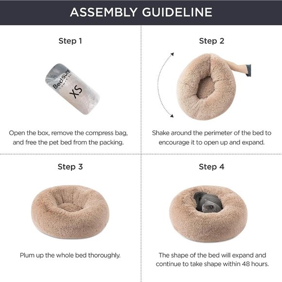 Calming Cat Beds for Indoor Fluffy Plush Faux Fur Pet Washable 20 inches - Picture 5 of 9